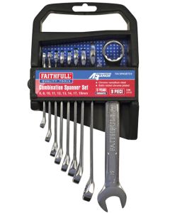 F/FUL COMBINATION SPANNER SET 9pc 6-19mm (FAISPASETC9)